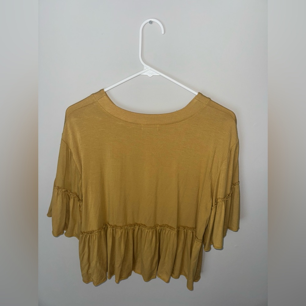 Women's Mustard Ruffle Top - Picture 2 of 2